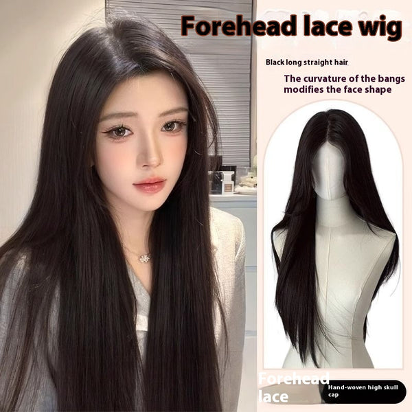 Peluca Larga Mujer Cabello Natural Liso Frente Encaje Completo Premium