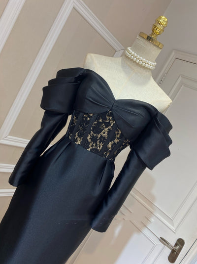 Vestido Elegante con Hombros Descubiertos y Mangas Abullonadas - Image 13