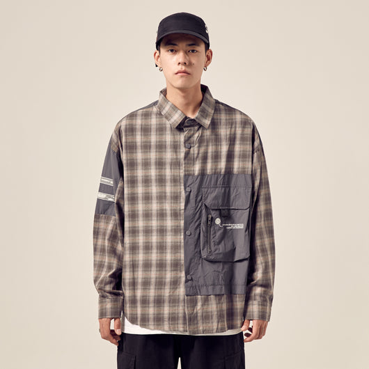 Camisa Cuadros Holgada con Bolsillos Cosidos y Hombros Caídos - Image 9