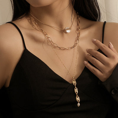 Collar de Perlas Barrocas Diseño Nariz de Cerdo con Cadena - Image 7