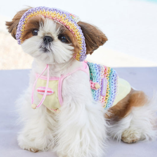 Sombrero Tejido para Perros Pequeños - Protección Solar Verano