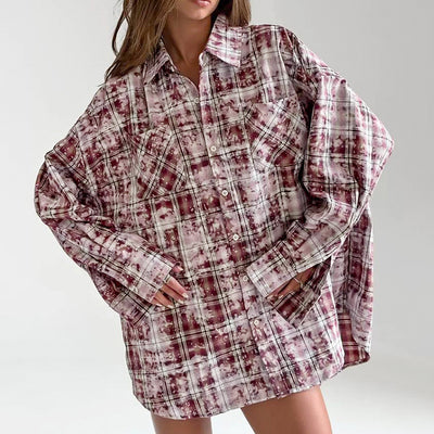 Camisa Cuadros Suelta Manga Larga Casual - Image 3