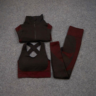 Conjunto Deportivo de 3 Piezas Yoga Fitness con Tela Elástica - Image 38