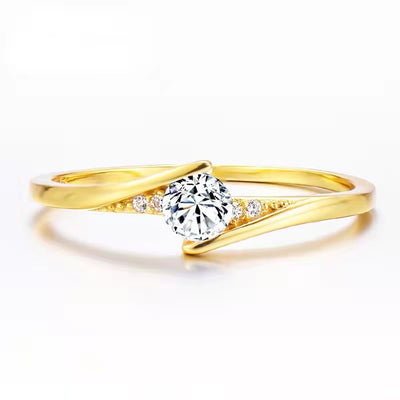 Anillo de Compromiso Dorado en Aleación, Diseño Redondo - Image 10