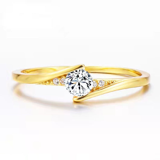 Anillo de Compromiso Dorado en Aleación, Diseño Redondo - Image 10