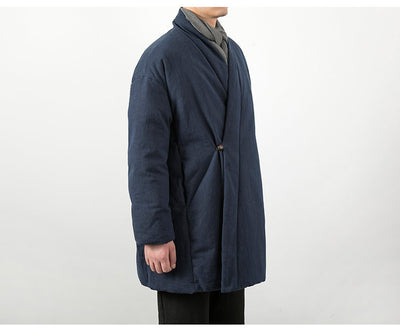 Chaqueta Acolchada Estilo Chino de Algodón y Lino para Hombre - Image 19