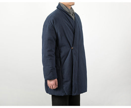 Chaqueta Acolchada Estilo Chino de Algodón y Lino para Hombre - Image 19