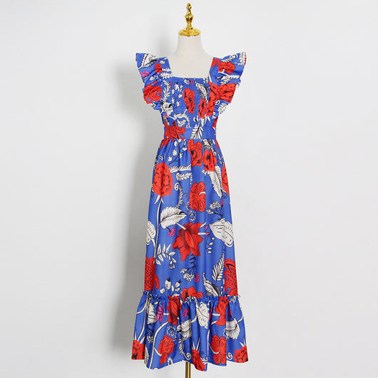 Vestido Estampado de Verano con Cuello Cuadrado y Falda Amplia - Image 10