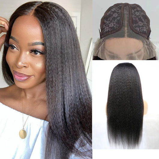 Peluca Frontal de Encaje Cabello Humano Textura Kinky Straight