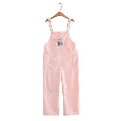 Overol de Pana para Mujer con Bordado de Carrito de Compras - Pantalón Recto Casual Estilo Coreano - Image 12