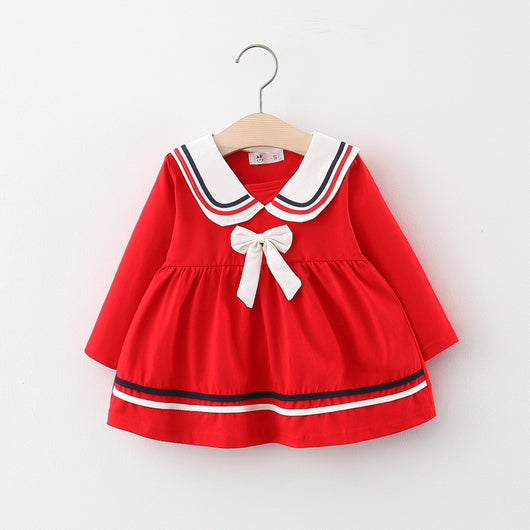 Blusa Infantil de Rayas con Cuello Peter Pan - Manga Larga Otoño
