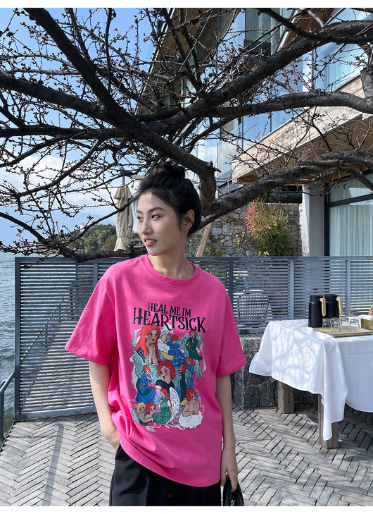 Playera Estampada Suelta y Ajustada para Mujer - Cuello Redondo Manga Corta - Image 55