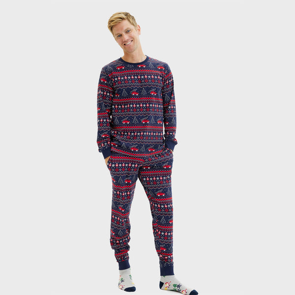 Conjunto Familiar de Pijamas Navideños a Rayas - Manga Larga Cómoda