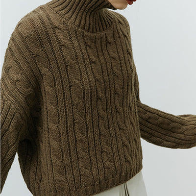 Suéter Cuello Alto Trenzado para Mujer - Otoño e Invierno - Image 9