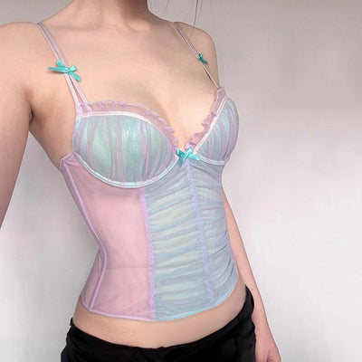 Chaleco Sling Mesh con Costuras en Contraste y Moño - Image 14