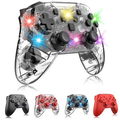 Control Inalámbrico Gamer Bluetooth con Luces LED Transparente