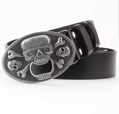 Cinturón de Cuero Bovino con Diseño Calavera de Dos Capas - Image 9
