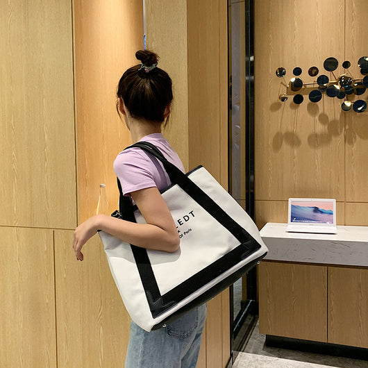 Bolso Tote Coreano de Gran Capacidad en Lona - Bolsa de Moda Versátil - Image 9