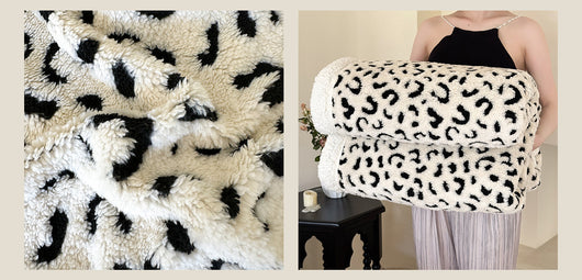 Manta de Tafetán Jacquard Estampado Leopardo Doble Capa - Image 27