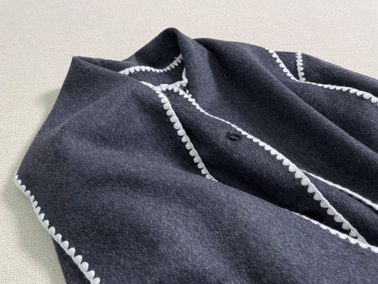 Abrigo de Lana Suelto con Cuello Bufanda de Borlas para Otoño e Invierno - Image 11