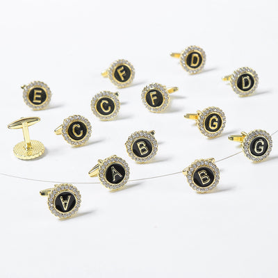 Gemelos Franceses de Diamante Redondo con 26 Letras para Hombre - Image 35