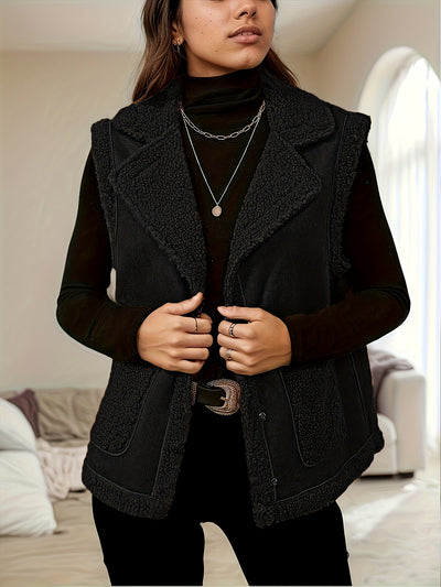 Chaleco de Gamuza con Cuello de Pana y Costuras Decorativas para Mujer - Image 18