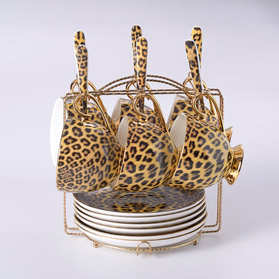 Juego de Taza y Platillo de Porcelana Fina con Diseño Leopardo - Image 4