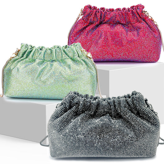 Bolso de Noche con Diamantes Completos y Cordón Ajustable