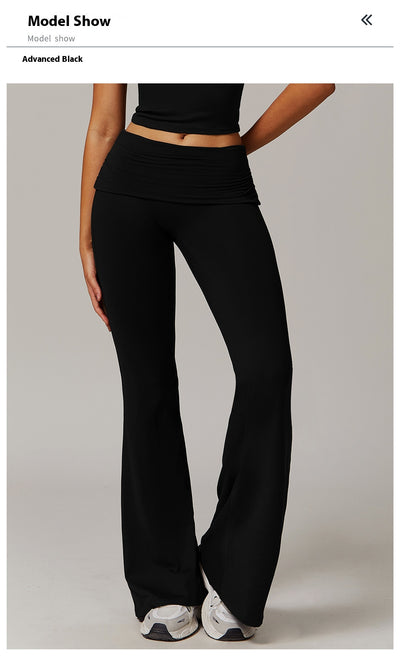 Pantalones Yoga Plisados Cintura Alta para Mujer - Diseño Acampanado Versátil - Image 36