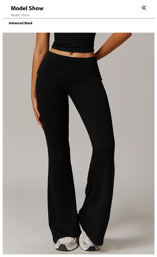 Pantalones Yoga Plisados Cintura Alta para Mujer - Diseño Acampanado Versátil - Image 36