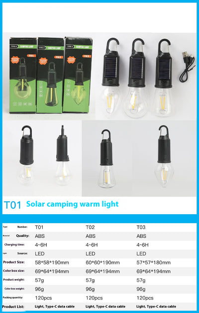 Lámpara Solar de Camping con Gancho y Carga USB - Luz Tungsteno Portátil - Image 10