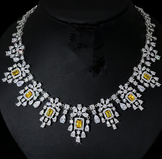 Conjunto de Collar y Aretes Retro Cuadrados con Circones Europeos y Americanos - Image 7