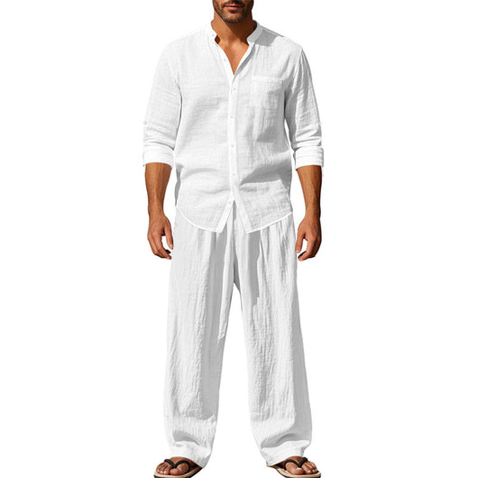 Conjunto de Camisa Suelta Manga Larga y Pantalón para Hombre - Image 28