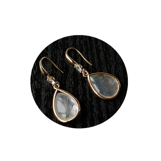 Aretes Gota de Luz Lunar con Nácar Roto - Diseño Minoritario Francés - Image 2