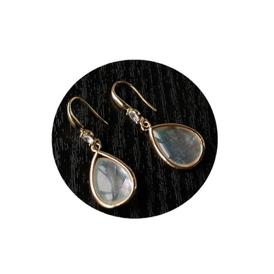 Aretes Gota de Luz Lunar con Nácar Roto - Diseño Minoritario Francés - Image 2