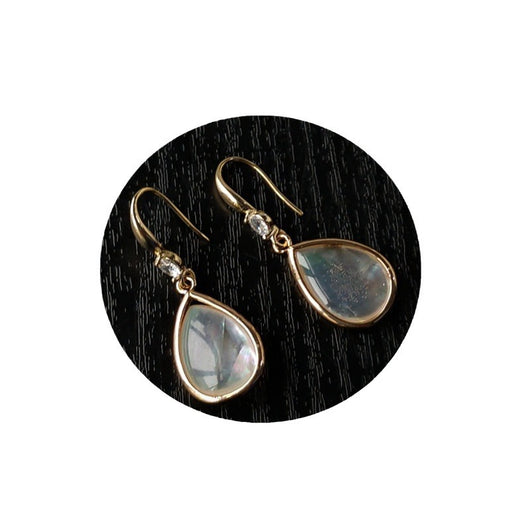 Aretes Gota de Luz Lunar con Nácar Roto - Diseño Minoritario Francés - Image 2