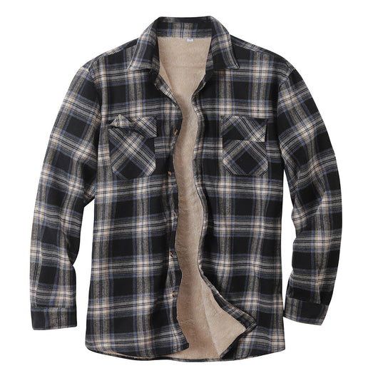 Camisa de Cuadros Cálida con Forro de Terciopelo para Hombre