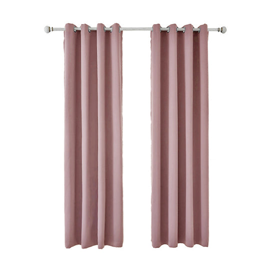 Light gray polyester blackout curtains with grommet tops hanging on a white rod in a modern living room. - Image 19