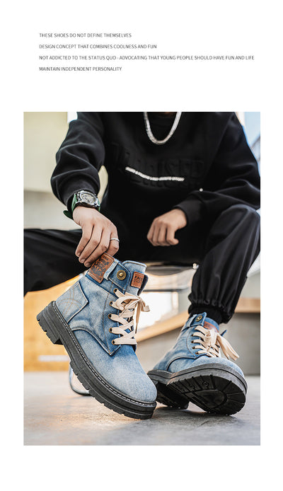 Botas Martin Denim Talla Grande para Hombre - Calzado de Trabajo Versátil - Image 12
