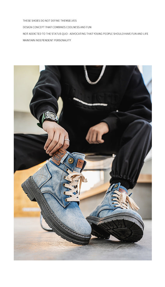Botas Martin Denim Talla Grande para Hombre - Calzado de Trabajo Versátil - Image 12