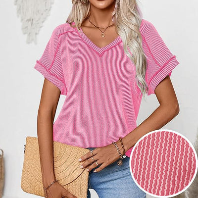 Blusa Deportiva Bicolor con Cuello V y Efecto Twist - Image 4