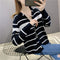Cardigan Suelto Rayas con Capucha para Mujer