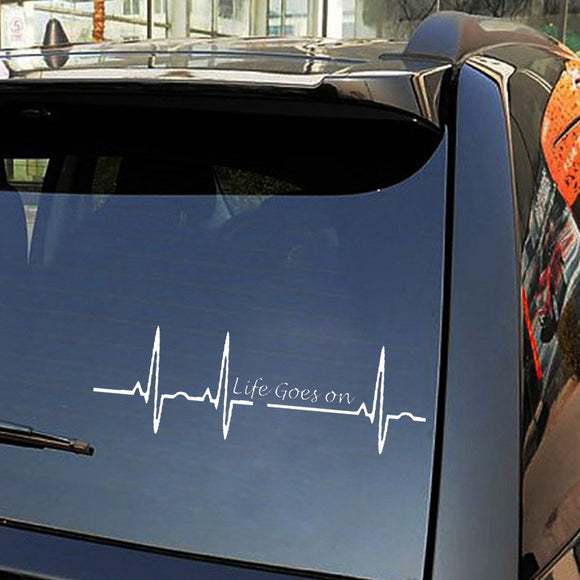 Calcomanías Reflectantes para Auto - Diseño Latido Cardíaco y Amor por la Vida