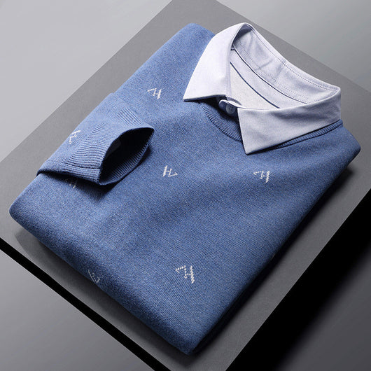 Suéter Falsa Dos Piezas con Cuello Acolchado para Hombre - Image 7