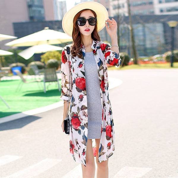 Cardigan de Gasa Estampado con Protección Solar para Mujer - Image 5