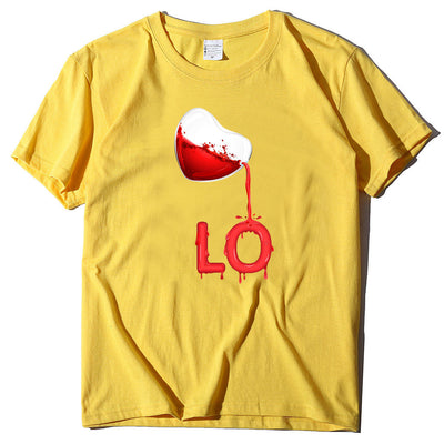 Playera de Pareja Cuello Redondo Love Rojo con Bordado LOVE Manga Corta Casual - Image 4