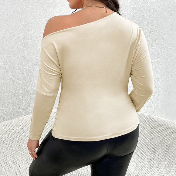 Blusa Elegante Hombros Descubiertos Ajustada de Manga Larga