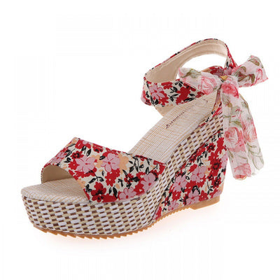 Sandalias Cuña Floral con Moño Plataforma para Mujer - Image 8