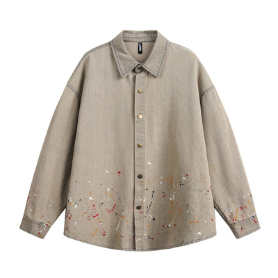 Camisa Denim Holgada con Efecto Tinta Splash - Image 6