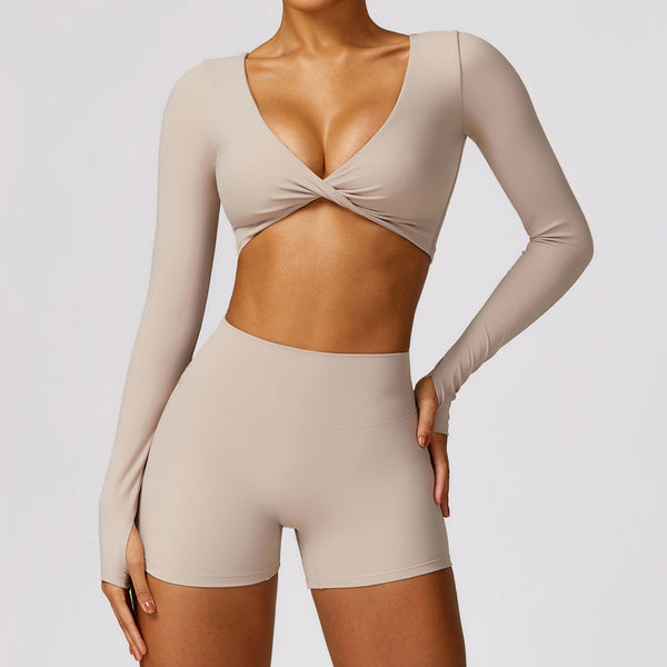 Conjunto de Yoga y Ejercicio de Secado Rápido en Colores Sólidos - Image 3